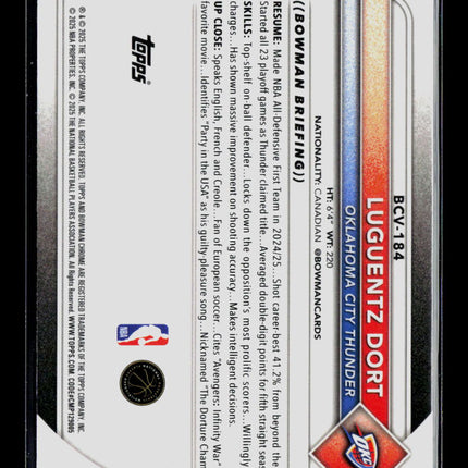 2025 Bowman Chrome Luguentz Dort #BCV-184 Yellow Refractor 55/75