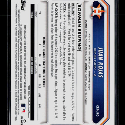 2026 Topps Bowman Chrome Juan Rojas #CPA-JRO Auto