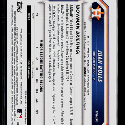 2026 Topps Bowman Chrome Juan Rojas #CPA-JRO Auto