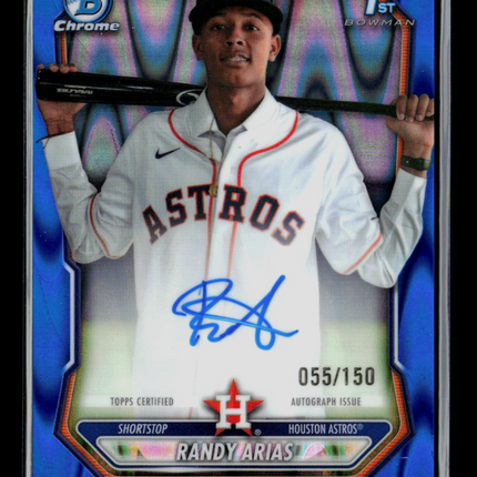 2026 Topps Bowman Chrome Randy Arias #CPA-RA Blue Refractor 055/150 Auto