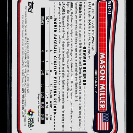 2026 Bowman Chrome Mason Miller #WBC-71 317/499