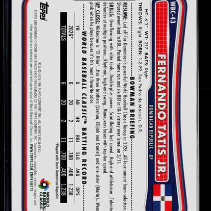 2023 Bowman Chrome World Baseball Classic Fernando Tatis Jr. #WBC-43 452/499
