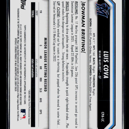 2024 Bowman Chrome Luis Cova #CPA-LC Auto