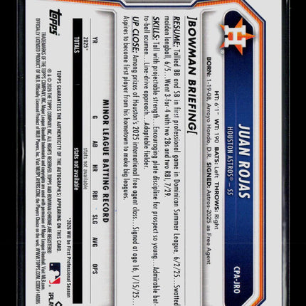 2026 Topps Bowman Chrome Juan Rojas #CPA-JRO Auto