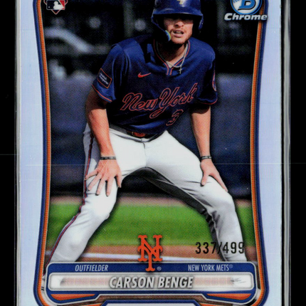 2026 Topps Bowman Chrome Carson Benge #96 Refractor RC 337/499