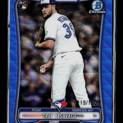 2026 Topps Bowman Chrome Trey Yesavage #93 Blue Wave Refractor RC 19/150