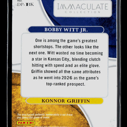 2026 Panini Immaculate Baseball Bobby Witt Jr. Konnor Griffin #DP-BK 22/25 Patch