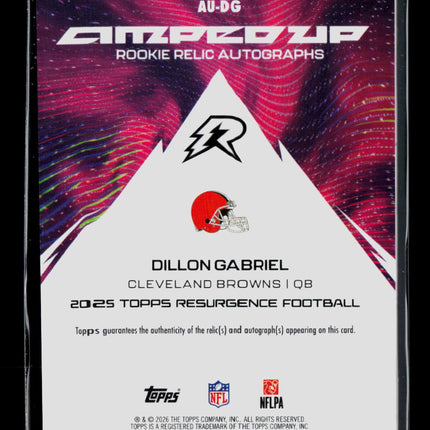 2026 Topps Resurgence Football Dillon Gabriel #AU-DG Patch 025/125 RC Auto