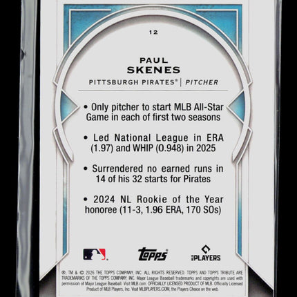 2026 Topps Tribute Paul Skenes #12 Orange 10/25