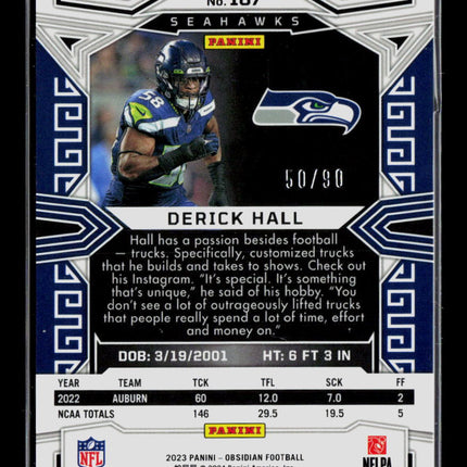 2024 Panini Obsidian Football Derick Hall #187 Red Contra RC 50/90