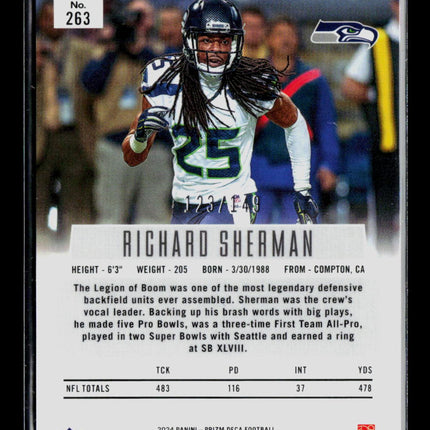 2025 Panini Prizm Deca Football Richard Sherman #263 Blue 123/149