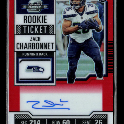 2024 Panini Contenders Optic Zach Charbonnet #141 Red 038/175 RC Auto