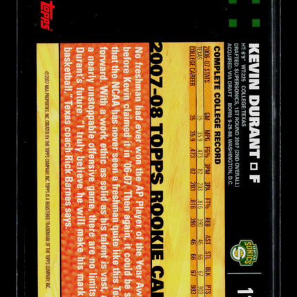 2007 Topps Kevin Durant #112 Black Border RC