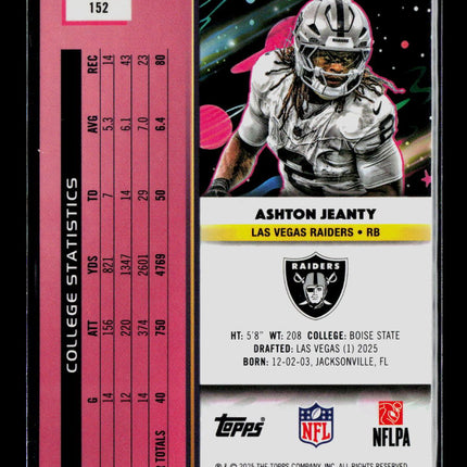 2025 Topps Chrome Ashton Jeanty #152 RC 96/199