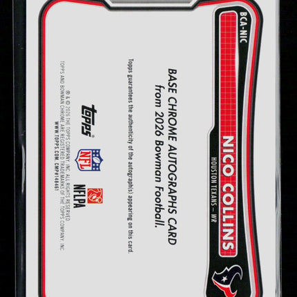 2026 Bowman Chrome Football Nico Collins #BCA-NIC Blue Refractor 127/150 Auto