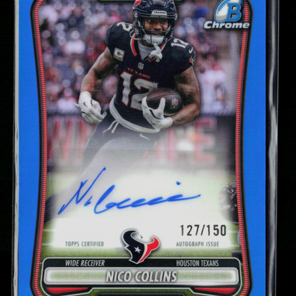 2026 Bowman Chrome Football Nico Collins #BCA-NIC Blue Refractor 127/150 Auto