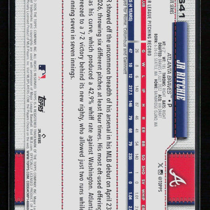 2026 Topps Update Series JR Ritchie #US41 Team Border
