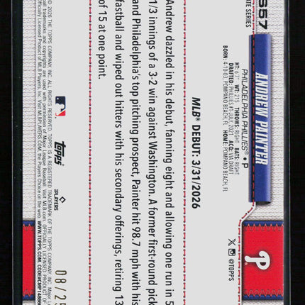2026 Topps Update Series Andrew Painter #US57 Red RC 08/25