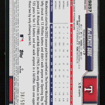 2026 Topps Update Series MacKenzie Gore #US257 Gold