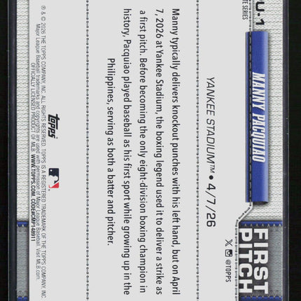 2026 Topps Update First Pitch Manny Pacquiao #FPU-1