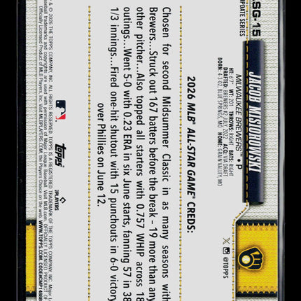 2026 Topps Update Series Jacob Misiorowski #ASG-15 RC