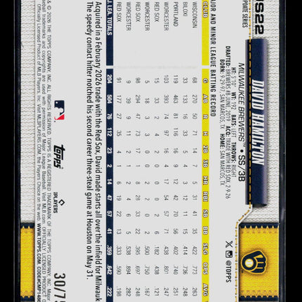 2026 Topps Update Series David Hamilton #US22