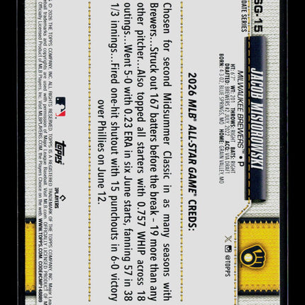 2026 Topps Update Series Jacob Misiorowski #ASG-15 RC