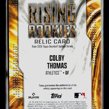2026 Topps Baseball Update Series Colby Thomas #RRR-CT Player-Worn Mem RC