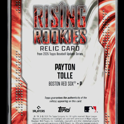 2026 Topps Baseball Update Series Payton Tolle #RRR-PT RC Memorabilia