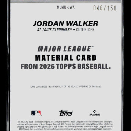 2026 Topps Jordan Walker #MLMU-JWA Black 046/150 Memorabilia