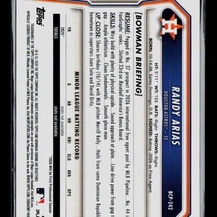 2026 Bowman Chrome Randy Arias #BCP-242 Green 90/99