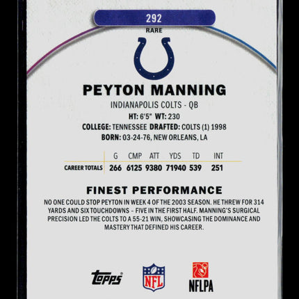 2025 Topps Finest Peyton Manning #292 Purple 080/125