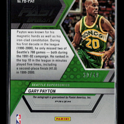 2023 Panini Mosaic Fast Break Gary Payton #FB-PAY Red 30/49 Auto