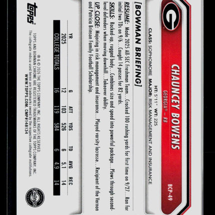 2026 Topps Bowman Chrome Chauncey Bowens #BCP-49 Black Mojo /10