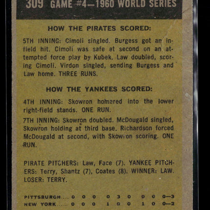 1961 Topps Tony Kubek Gino Cimoli #309