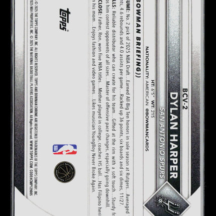 2025 Topps Bowman Chrome Dylan Harper #BCV-2 RC Steel 052/100
