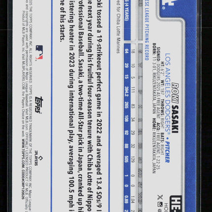 2025 Topps Holiday Roki Sasaki #HE-24 RC