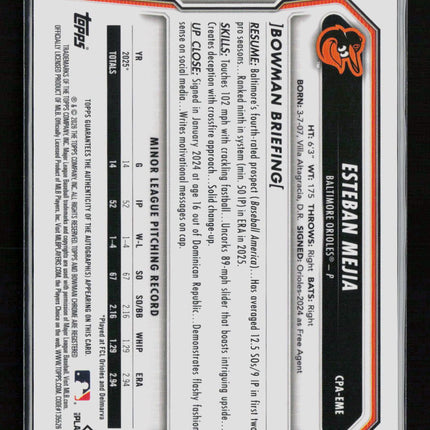 2026 Bowman Chrome Esteban Mejia #CPA-EME Auto
