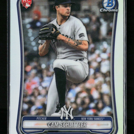 2026 Topps Bowman Chrome Cam Schlittler #29 RC Red logo