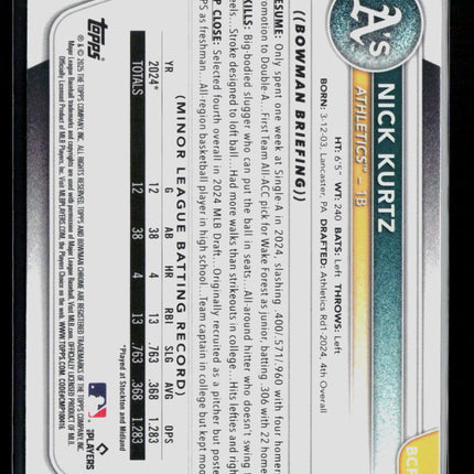2025 Bowman Chrome Nick Kurtz #BCP-114 Snakeskin