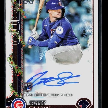 2025 Topps Holiday Mega Baseball Matt Shaw #PA-MS RC 181/200 Auto