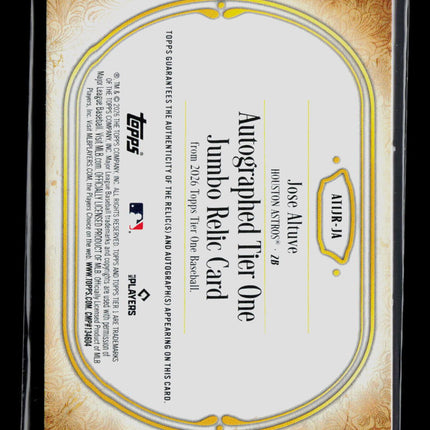 2026 Topps Tier One Jose Altuve #AT1JR-JA 02/10 Memorabilia Auto