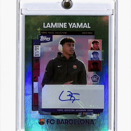 2023 Topps FC Barcelona Focus Collection Lamine Yamal #SA-LY RC Green /99 Auto