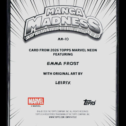 2026 Topps Marvel Neon Leirix Emma Frost Insert Manga Madness #MM-10