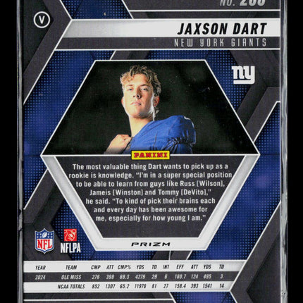 2025 Panini Mosaic Football Jaxson Dart #288 RC