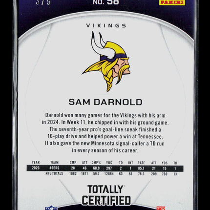 2025 Panini Totally Certified Sam Darnold #58 Green 3/5