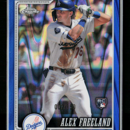 2026 Topps Chrome Alex Freeland #102 Blue Wave Refractor RC 002/150
