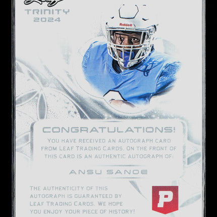 2024 Leaf Trinity Ansu Sanoe #BA-AS1 Auto