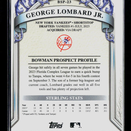 2024 Topps Bowman Sterling George Lombard Jr. #BSP-23