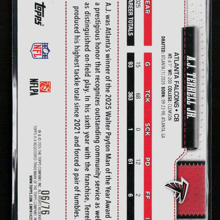 2026 Topps A.J. Terrell Jr. #9 Stars & Stripes 06/76